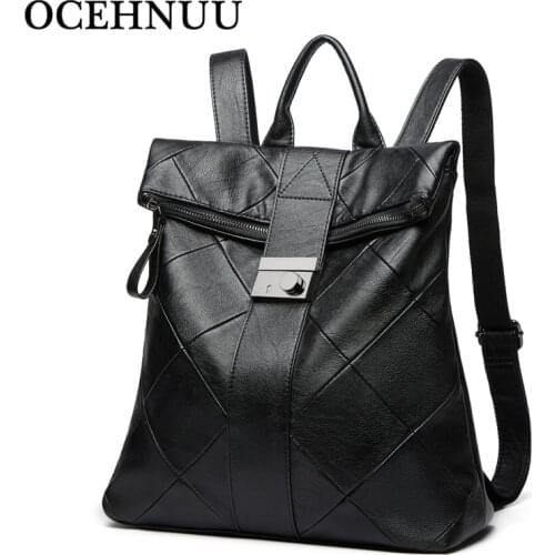 OCEHNUU Fashion Soft Backpack Women School Bag PU Leather Ladies Backpacks Mochila Mujer Bagpack School Bags For Teenage Girls