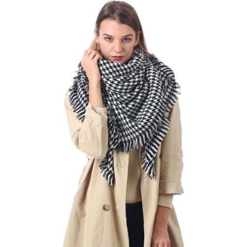 2020 New winter Black and White Houndstooth Scarf for Women Thicked Warm Cashmere Shawls and Wraps Luxury Brand Plaid Scarves