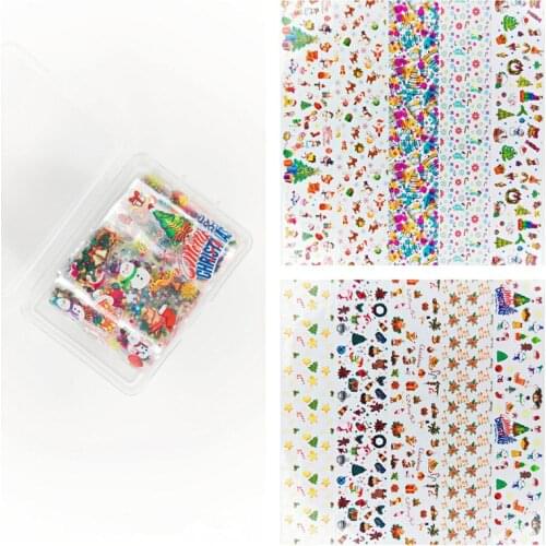 10pcs/box Christmas Nail Transfer Foils Winter Snowflake Foils Sticker Decal Xmas Nail Foil Paper Nail Art Accesoires Wrap Kit