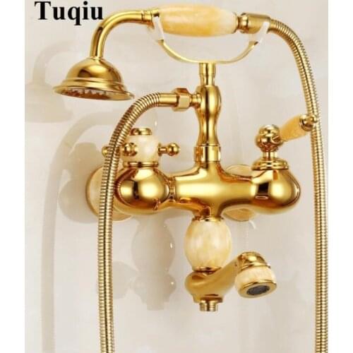New high quality brass and Jade gold bathroom shower set Wall Mounted bathroom Bathtub Tap