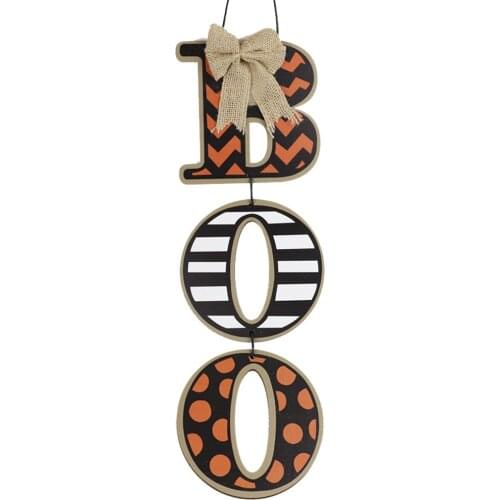 Halloween Hanging Sign Wooden Plaque Board Welcome Boo Happy Halloween Sign for Haunted House Halloween Welcome Sign Porch