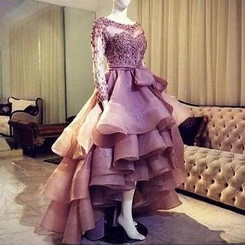 Real Image Dusty Pink Ruffles High Low Organza Skirts Women Puffy Long Bridal Skirts With Sash Bow Custom Made