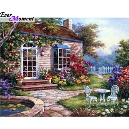 Garden scenic diy diamond painting wall sticker diamond mosaic cross stitch needlework diamond embroidery Home Decoration ASF240