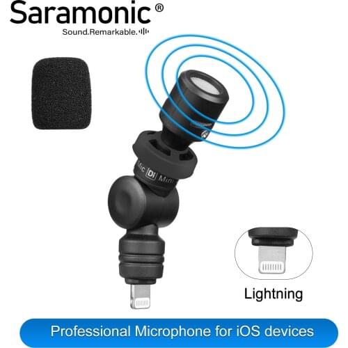 Saramonic Smartmic Di Mini Flexible Plug & Play Condenser Microphone with MFI Certified Lightning Port for iPhone iOS Device