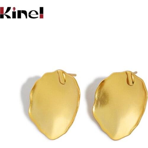 Kinel 100% 925 Sterling Silver Leaf Earring Plating 18K Real Gold Irregular Earrings for Women Silver 925 Korea Jewelry 2020 New