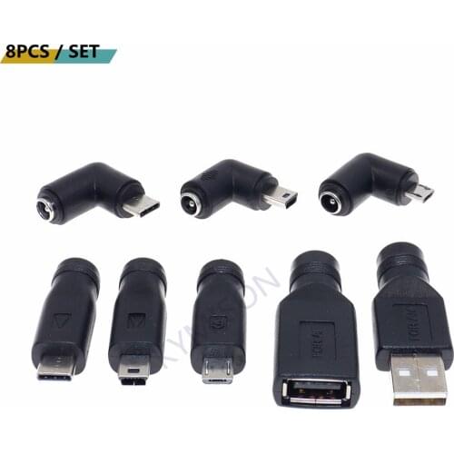 1set Commonly used USB set 5.5*2.1mm Female jack to Mini / Micro / Type-C / USB 2.0 Male Plug DC Power Connector Adapter