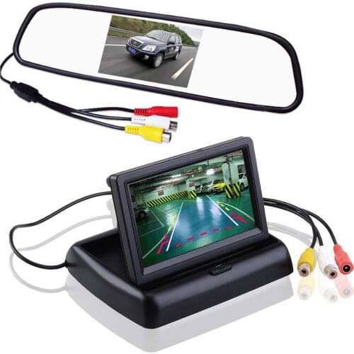 Car HD Fold able Monitor 5 inch Car Rear View Glass Monitor Reversing LCD TFT Assistance Monitor CCD Video Auto Parking Display