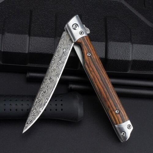 Damascus pattern folding knife outdoor pocket EDC knife camping survival knife tactical knife multi-function tool