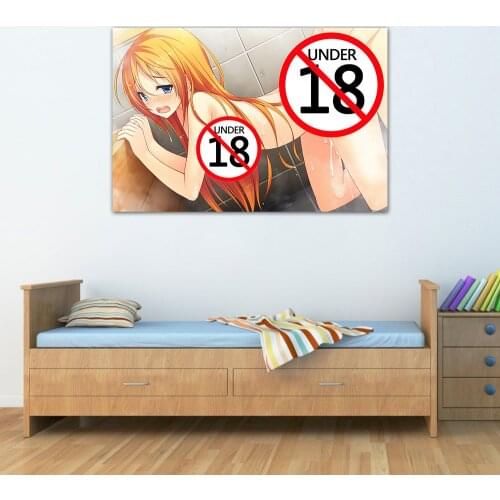 Modern Art Cartoon Poster Pretty Girl in the Bathroom Anime Canvas Painting and Print Mural Wall Picture For Living Room