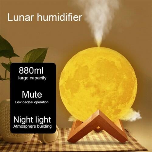880ml 3D Moon light Air HUmidifier Aroma Diffuser Ultrasonic Essential Oil USB Moon Lamp Night Light Cool Mist Purifier