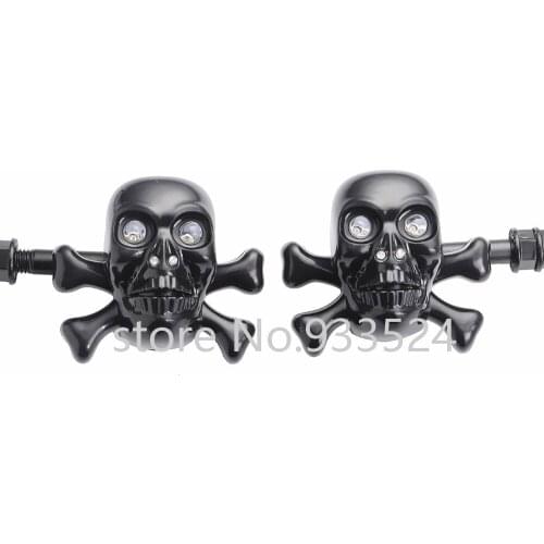 Universal Black Skull LED Turn Signal Lights Indicators Chopper Bobber Cafe Racer Old School Touring Scooter Offroad