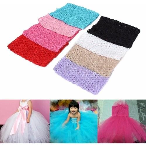 6''/9"/12"Crochet Tube Top Elastic Waistband Headband Hair Band Girls Tutu Skirt