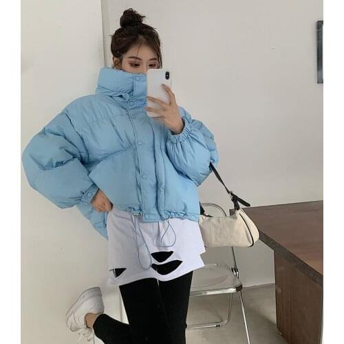 Korean Style Warm Coats Zipper Winter Coat Women 2021 New Pockets Fashion Parkas Casual Long Sleeve Bread Jackets Y287