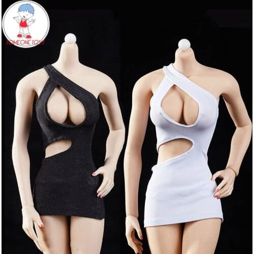 1/6 scale Female Sexy black white Dress Low-cut Tight Skirt swimsuit for 12 inch TBLeague Soldier action DIY figures body Toys