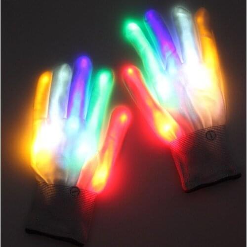 1Pair of Colorful Unisex Halloween Skeleton Glove LED Gloves Rave Light Finger Lighting Flashing Gloves