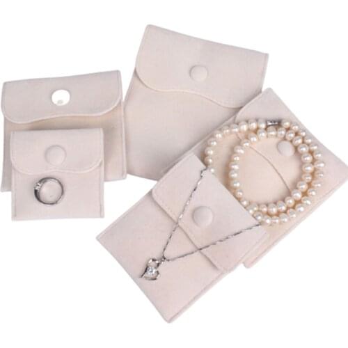 1PCs Jewelry Packaging Bag Snap Bag Portable Soft Velvet Bracelet Necklace Envelope Storage Bag Button Dust Proof Pouch Bag New