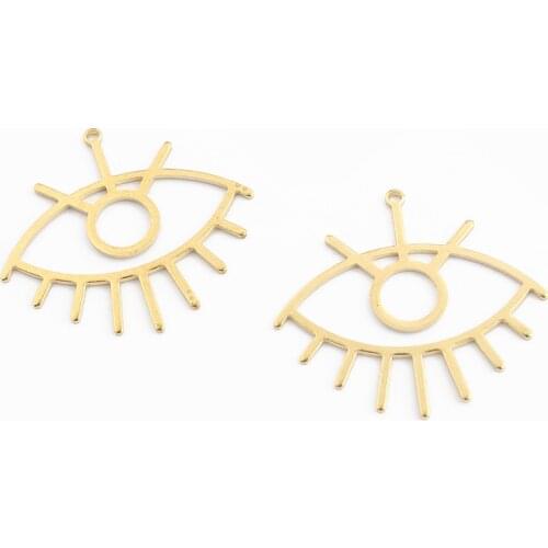 10pcs Raw Brass Hollow Eyes Charms Pendant Hanging CHarms For Handmade Earring Necklace Jewelry Findings Making Supplies 36*33mm