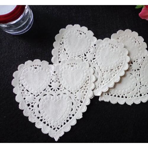 100pcs 4inch 10cm Heart Shape Paper Doilies Party Cake Doyleys Vintage Coasters Placemat Craft Wedding Christmas Table Deco