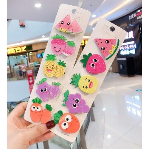 120pcs/lot DIY Simple Multi Acrylic Fruits Princess Hair BB Clip Girls Bang Hairpins Hair Styling Tools Hair Accessories HA1196