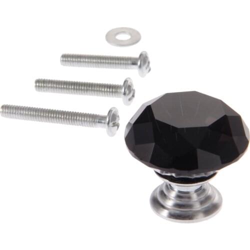 1x 30mm Black Diamond Shape Crystal Glass Knob Drawer Cupboard Pull Handles Kitchen Door Wardrobe Hardware
