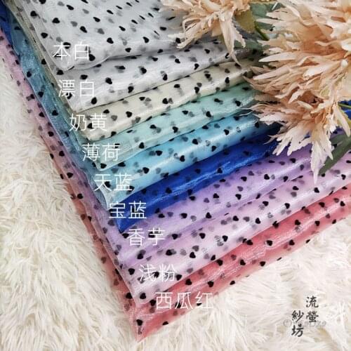 2Meters Pink Black Flocking Heart Tulle Organza Mesh Fabric DIY Handmade Baby Girl Dress Skirt Headband Garment Sewing Material
