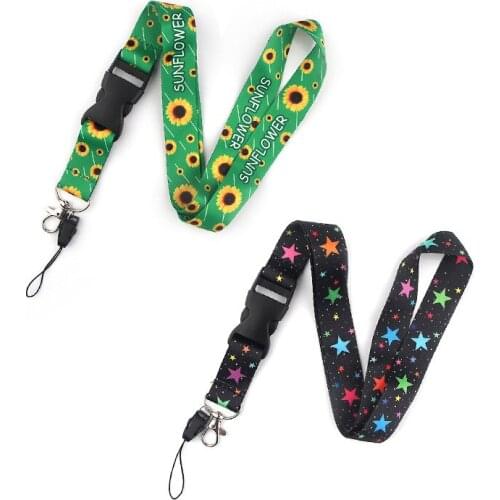 30pcs Cute Sunflower Five Star Phone Straps Long Neck Lanyards Fashion Charm Mobile Accessories Kawaii Wrist Strap Lanyards Bulk
