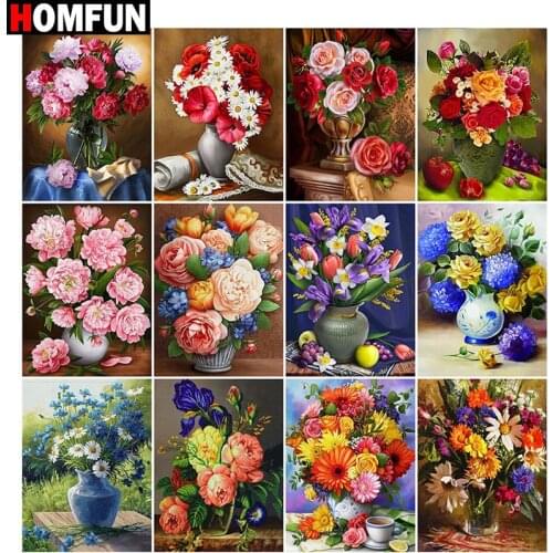 HOMFUN Full Drill Diamond Painting "Flower landscape" DIY Picture Of Rhinestone 5D Diamond Embroidery Cross Stitch Decor