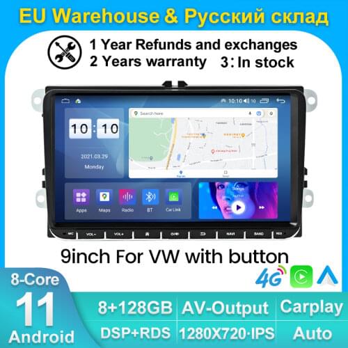 Voice Control Android 6+128G 2Din Car DVD Radio For VW Polo Golf 5 6 Passat B6 CC Jetta Tiguan Touran Eos Shara Scirocco Caddy
