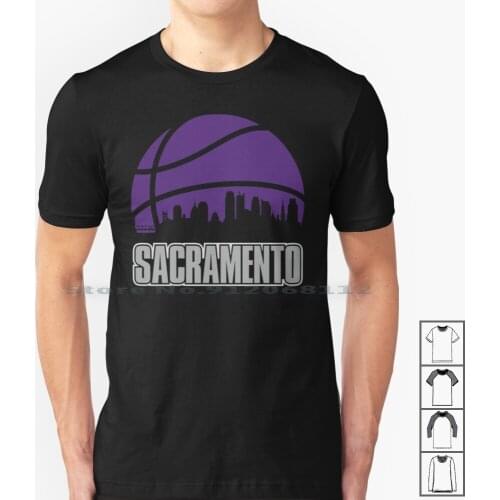Retro Kings Basketball Sacramento City Skyline T Shirt 100% Cotton Sacramento Basketball Kings Fan Kings Basketball Kings Kings