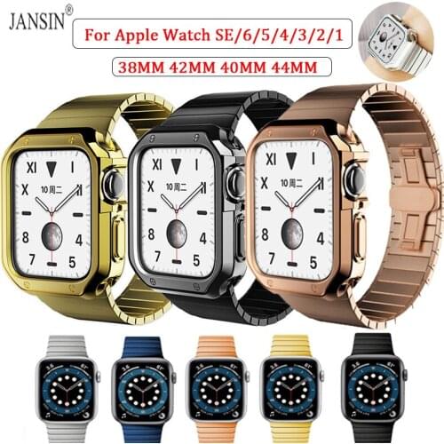 Stainless Steel Band+Case For Apple Watch 40mm 44mm Correa 42mm 38mm Bracelet Butterfly Buckle Strap For iWatch SE 6 5 4 3 2 1