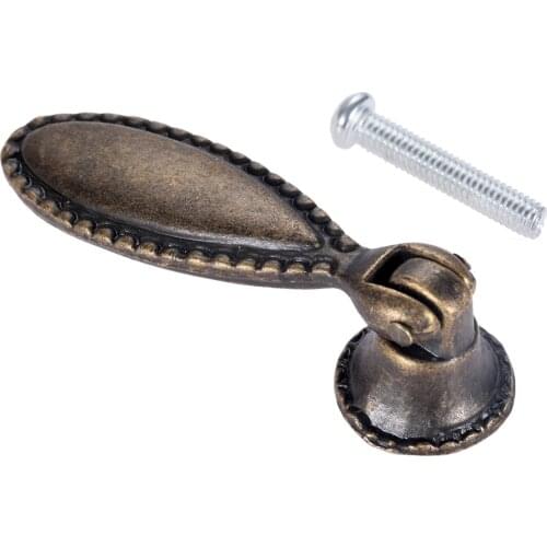 Antique Bronze Handle w/screw Classical Single Hole Pull Alloy Knob Leaf Lace Droplet 60*18mm Cupboard Door Kitchen Bathroom
