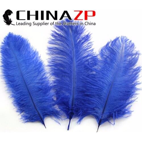 CHINAZP Factory Size 10-12" (25-30cm) 100pcs/lot Selected Prime Quality Dyed Royal Blue Natural Ostrich Feathers