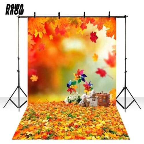 DAWNKNOW Vinyl Photography Background Autumn Polyester Backdrop Fallen Leaves For Children Photo Studio S1763