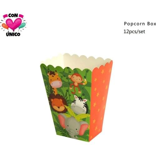 Conunico Animal Jungle Theme Jungle Party Decoration Birthday Jungle Safari Animal Kids Party Supplies Popcorn Box JA5019