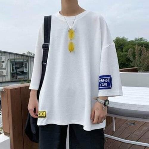 Trendy Young Men Hip-Hop Casual Half-Sleeved Loose Top T-Shirt Summer Refreshing Fashion Streetwear 2021 The New