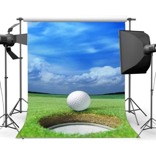 Golf Backdrop Spring Blue Sky White Cloud Green Grass Meadow Backdrops Outdoor Picnic and Hiking Sports Photography Background