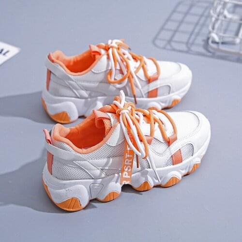 Summer Korean Platform Sneakers Women Shoes Thick Sole Lace Up Mesh Chunky Sneakers Breathable Slip On Casual Shoes Woman