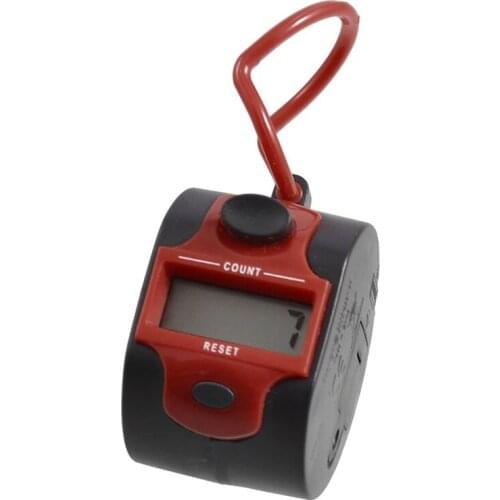 Round Red Black Plastic 5 Number Golf Digital Hand Tally Clicker Counter