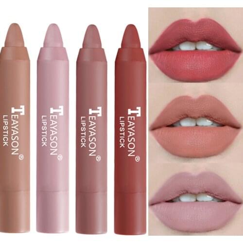 Matte Crayon Lipstick 12 Colors Waterproof Lasting Nude Lipstick Pencil Easy To Wear non sticky Red Batom Maquiagem Lips Makeup