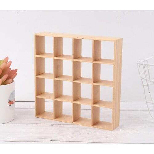 Dolls House Handmade Miniature Wooden 16 Grid Shelves Storage Rack Organizer 1/12 Dollhouse Decor