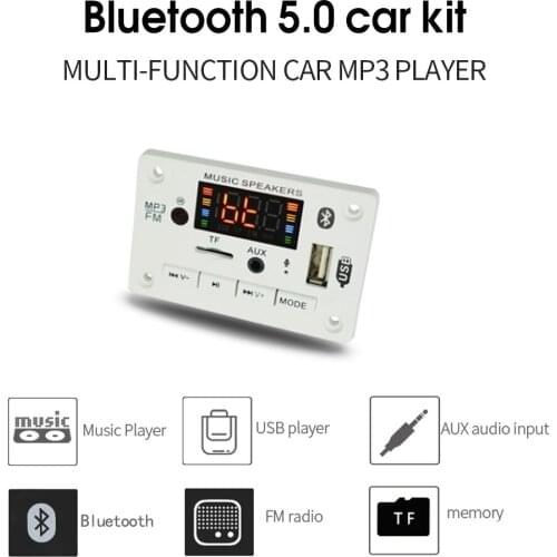Hands-free MP3 Player Decoder Board 5V 12V Bluetooth 5.0 Car FM Radio Module Support FM TF USB AUX Recorders