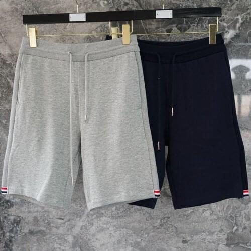 2021 New Fashion TB THOM Brand Casual Shorts Men Summer Cotton Casual Sports Trousers Solid Knee Length Jogger Beach Shorts