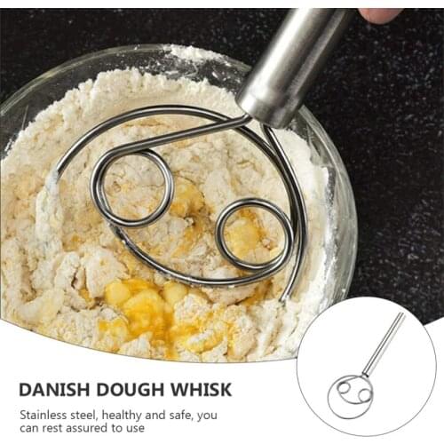 A Set of 2 Stainless Steel Whisk Set Manual Flour Whisk Egg Whisk Cream Whisk Stirring Stick Dough Cutter