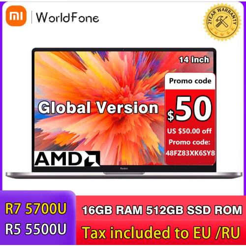 Xiaomi Mi RedmiBook Pro 14 Notebook 2021 AMD Ryzen 7 5700U / R5 5500U 16GB Ram 512 SSD Rom Laptops 14 inch Windows 10 Computer