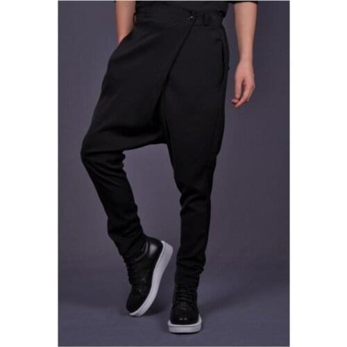 Autumn Harem Pants Mens Low-Sise Loose Big Crotch Black Hairstylist Nightclub Trousers Hot 2020 New Spring And Summer