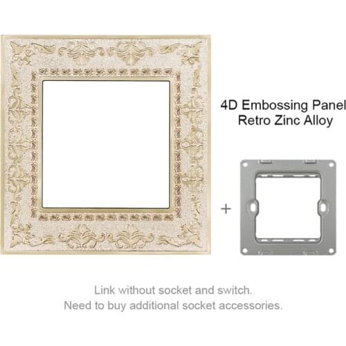 Jim DuDu Type A DIY Matching Modules Single 4D Embossing Panel Retro Zinc Alloy Free Combination For Wall Switch Socket