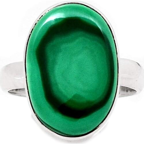 Genuine Malachite Ring 925 Sterling Silver, USA Size : 7.25, AR4024