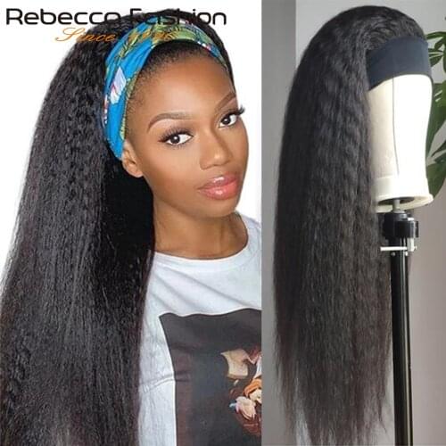 Rebecca 100% Human Hair Grip Headband Scarf Wig Water Wave Human Hair Wig No plucking wigs for Women No Glue No Sew In