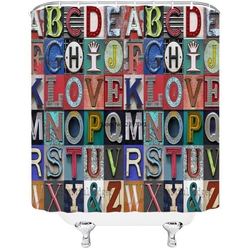 Letter Pattern Retro Shower Curtain Waterproof Printing Personality Cowboy Bath Curtains Bathroom large 240x180 With Hooks