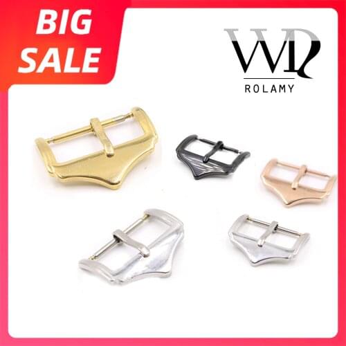 Rolamy 14 16 18 20 22mm Top Quality Replacement 316L Stainless Steel Black Silver 2mm Tang Tongue Pin Watch Buckle For Rolex